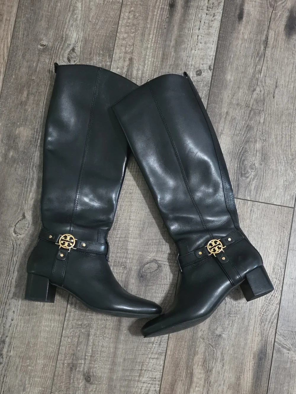 Tory Burch Black Leather Donovan Tall Equestrian Riding Boots